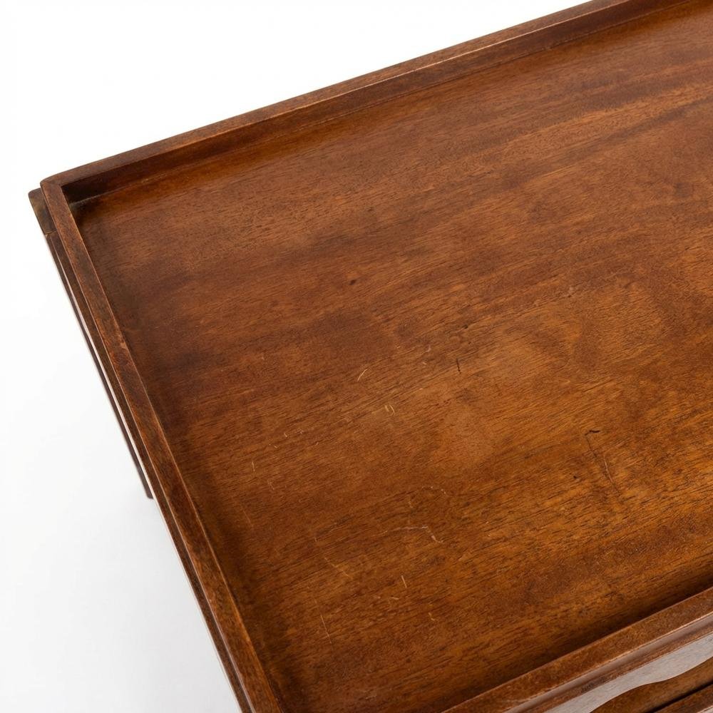 Rectangular Mango Wood Coffee Table with Lower Shelf, Transitional Style. Picture 5
