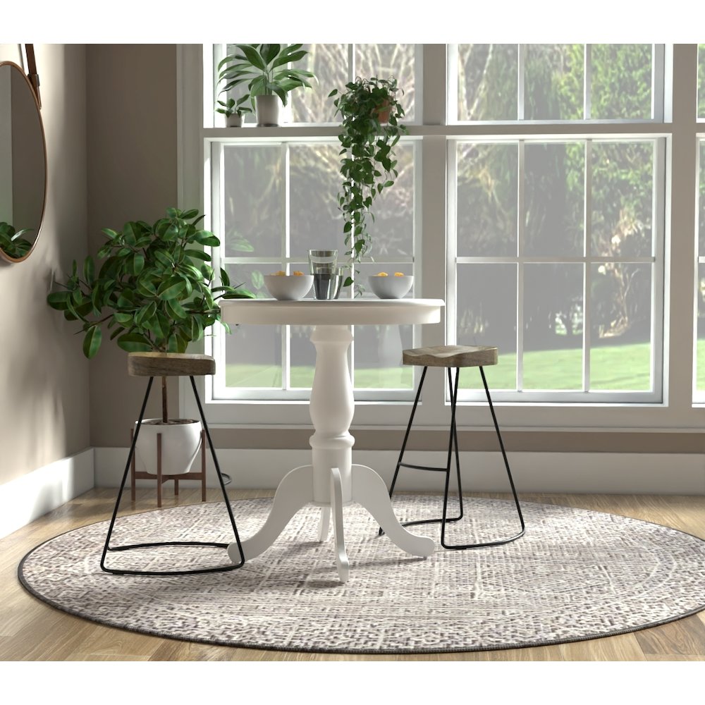 Fairview 30" Round Pedestal Bar Table with 2 Saga 25" Counter Stools. Picture 4