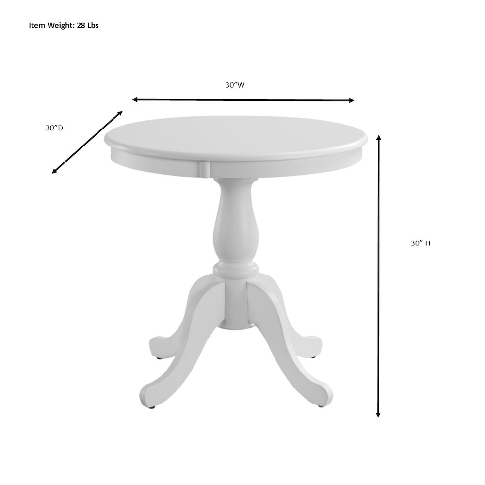 Fairview 30" Pedestal Dining Table with 2 Windsor Dining Chairs - Pure White. Picture 10
