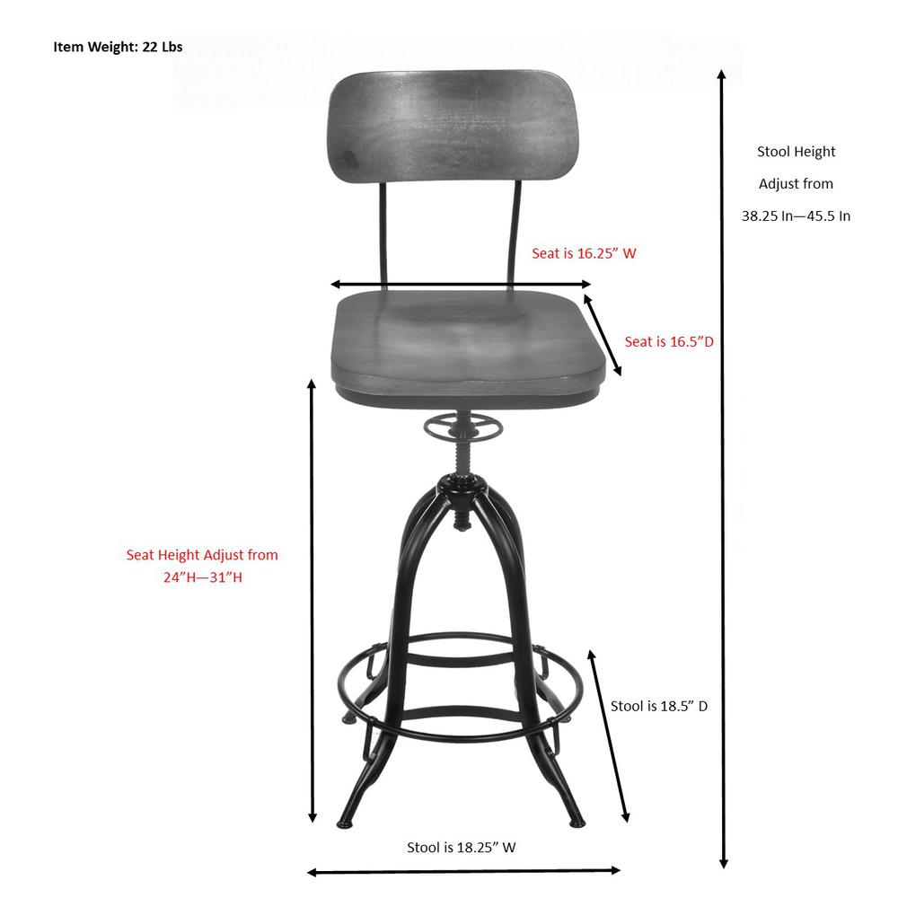 Mason Adjustable Barstool - Whitewash. Picture 8
