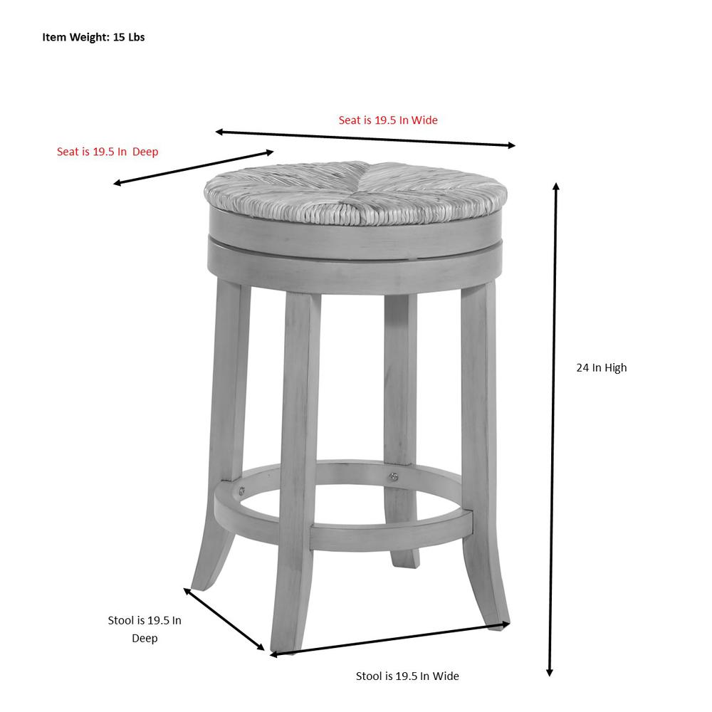 Irving 24" Swivel Rush Seat Counter Stool - Weathered Gray. Picture 4