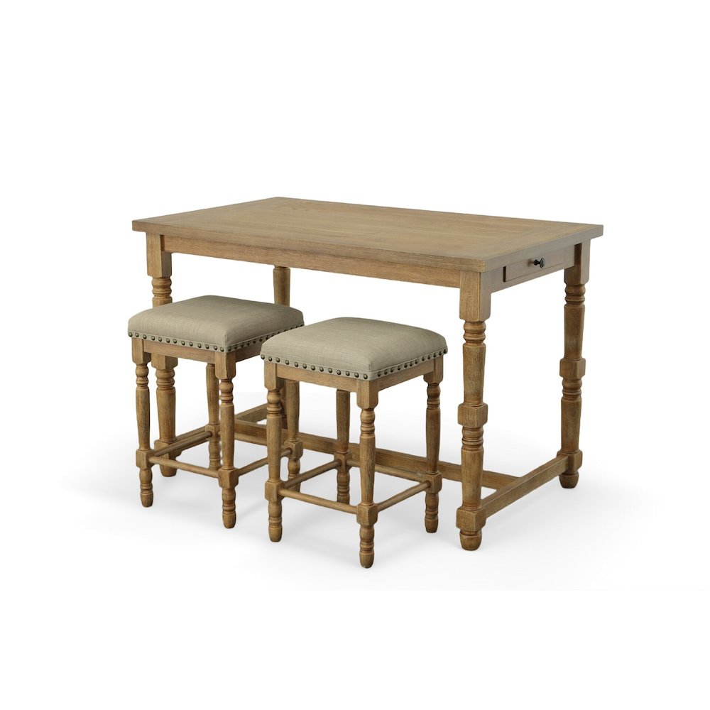 Brittany Bar Table with 2 Counter Stools - Vintage Honey. Picture 4