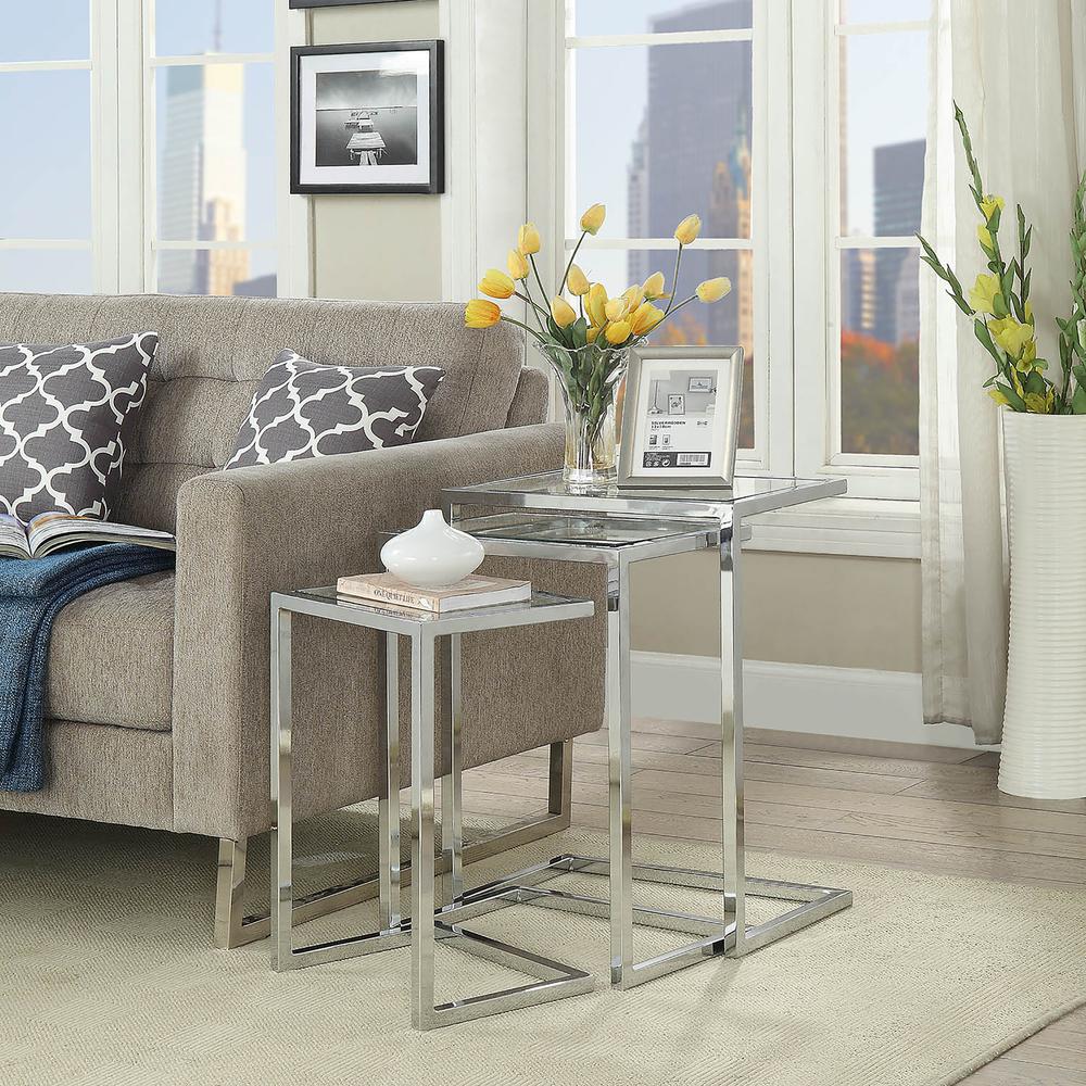 Addison Nesting Table Set - Glass Top - Chrome Base. Picture 9