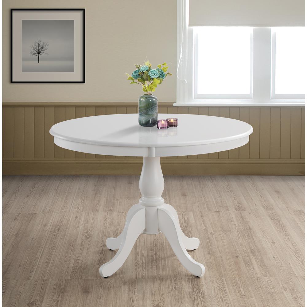 Fairview 42" Round Pedestal Dining Table - White. Picture 4