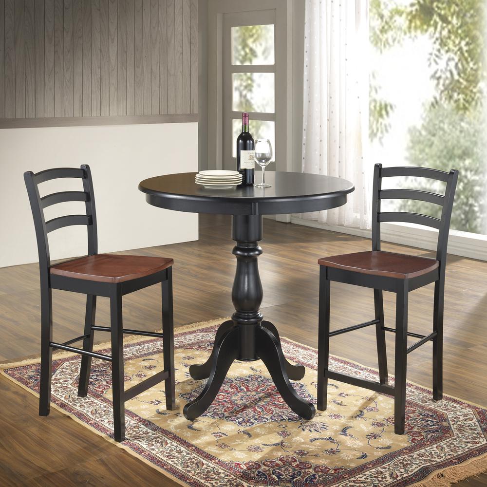 Fairview 36" Round Pedestal Bar Table - Antique Black. Picture 6