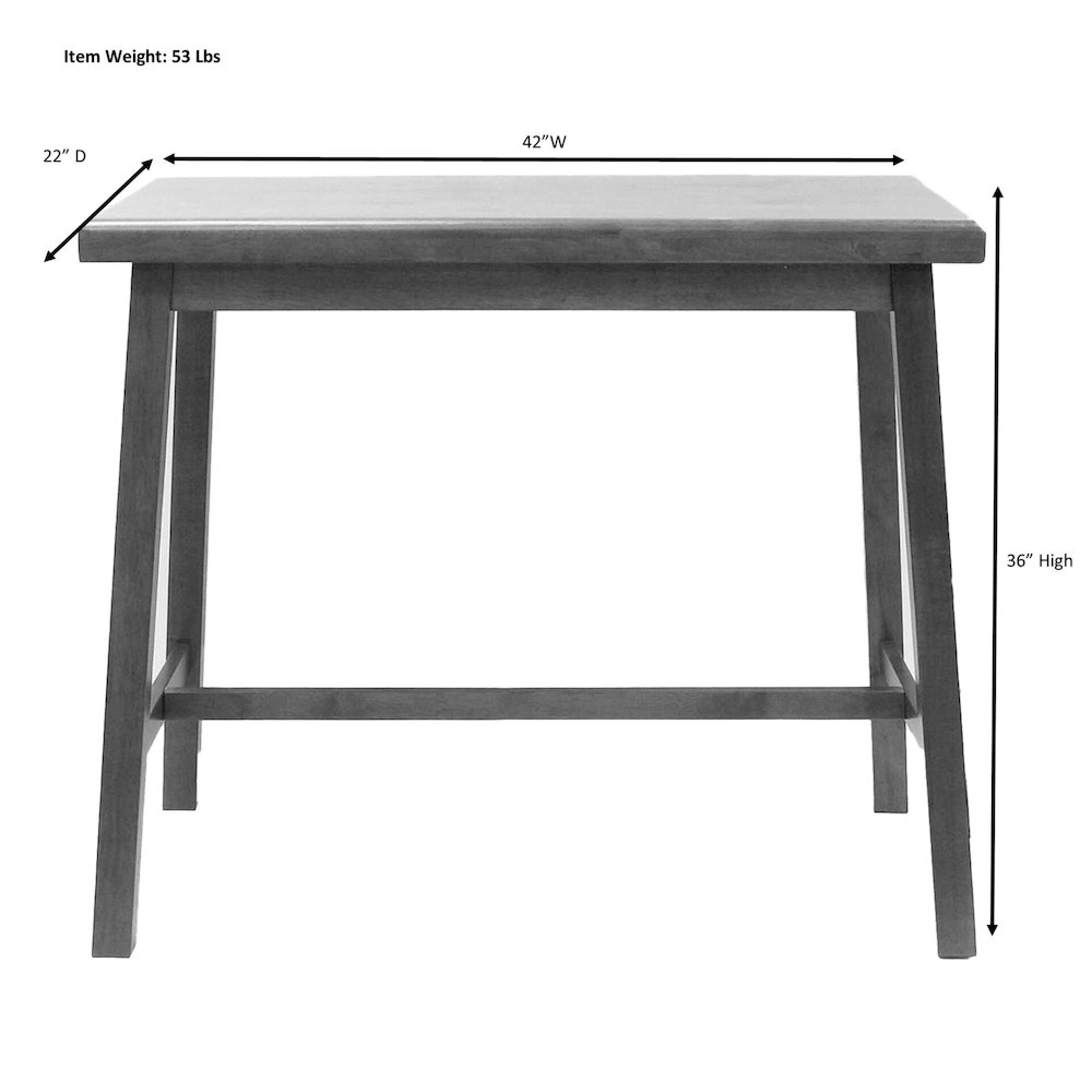 Asian Thick Top 42" x 22" Bar Table - Antique Black. Picture 4