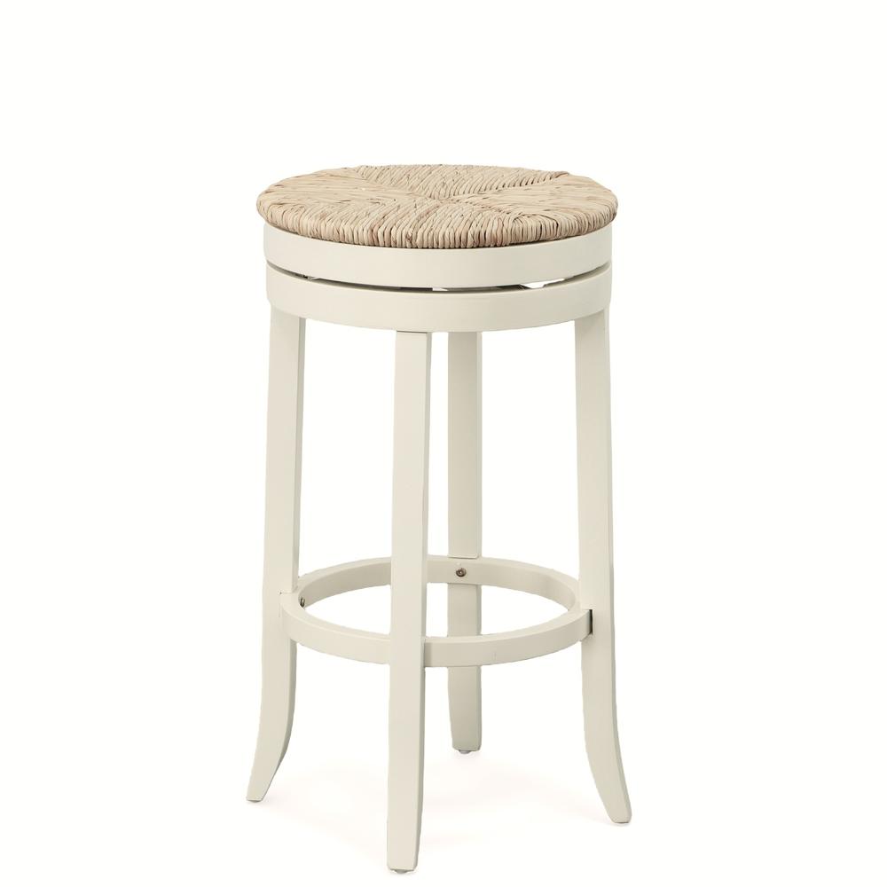 Irving 30" Swivel Rush Seat Barstool - Antique White. Picture 1