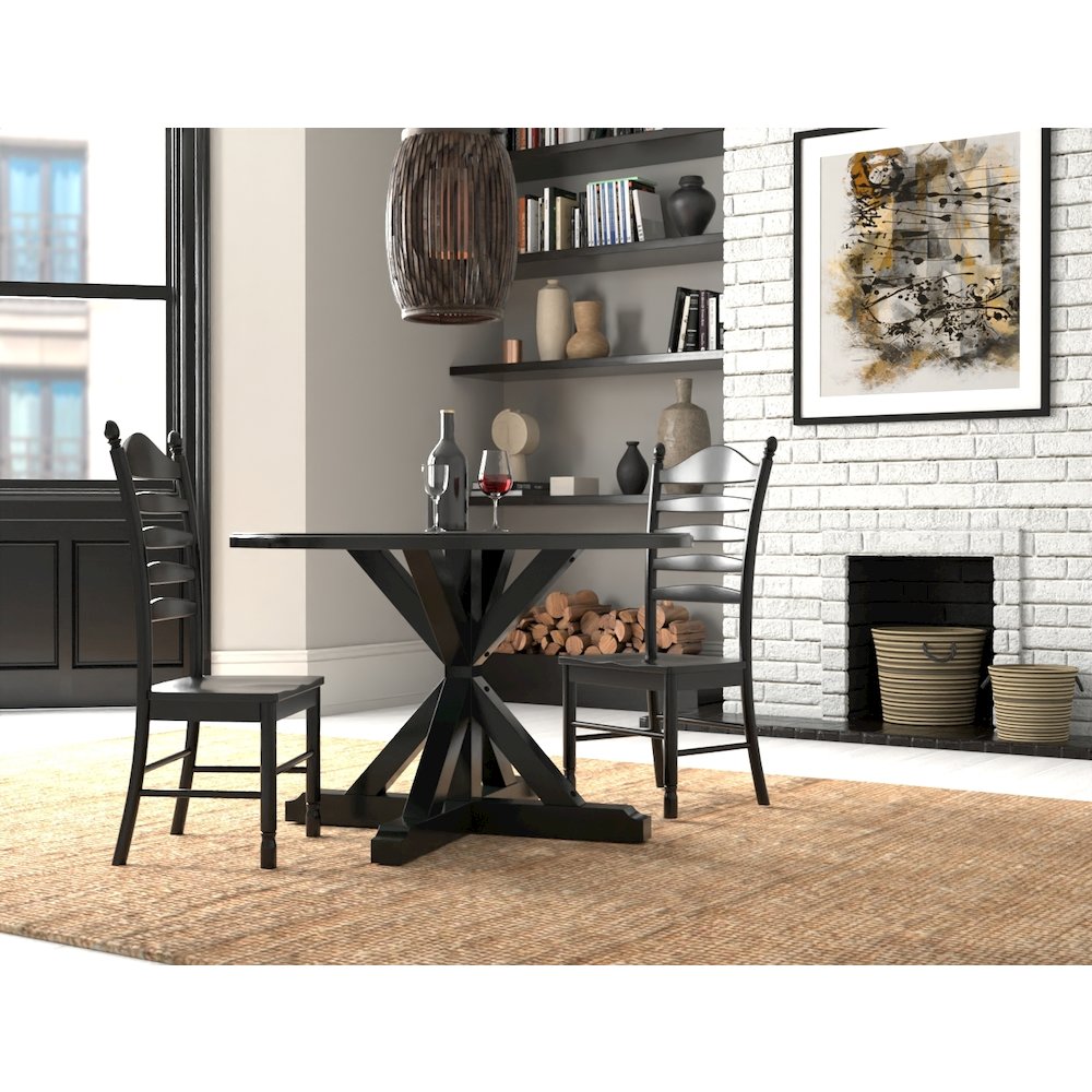 Monet X Base Dining Table with 2 Whitman Dining Chairs - Antique Black. Picture 8