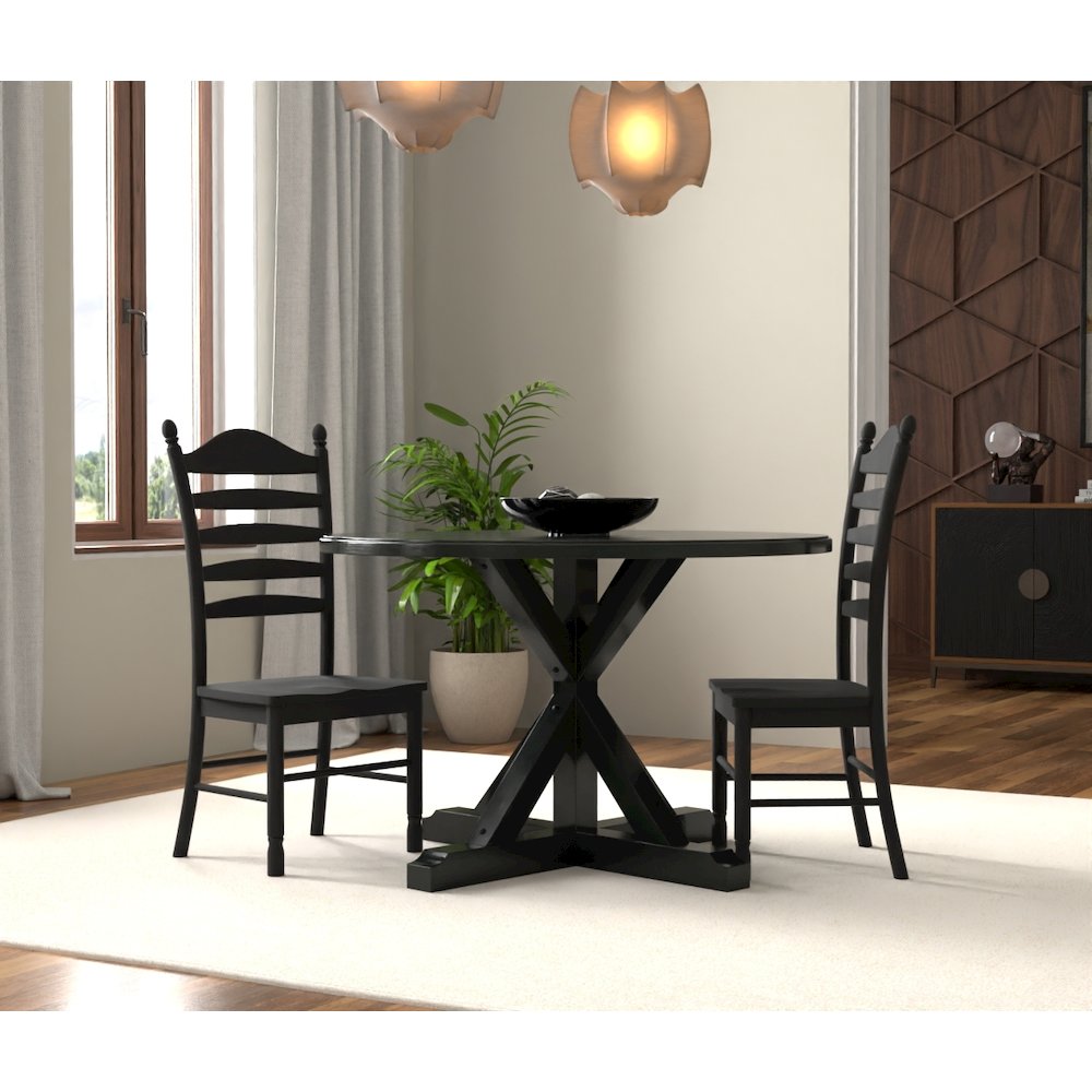 Monet X Base Dining Table with 2 Whitman Dining Chairs - Antique Black. Picture 4