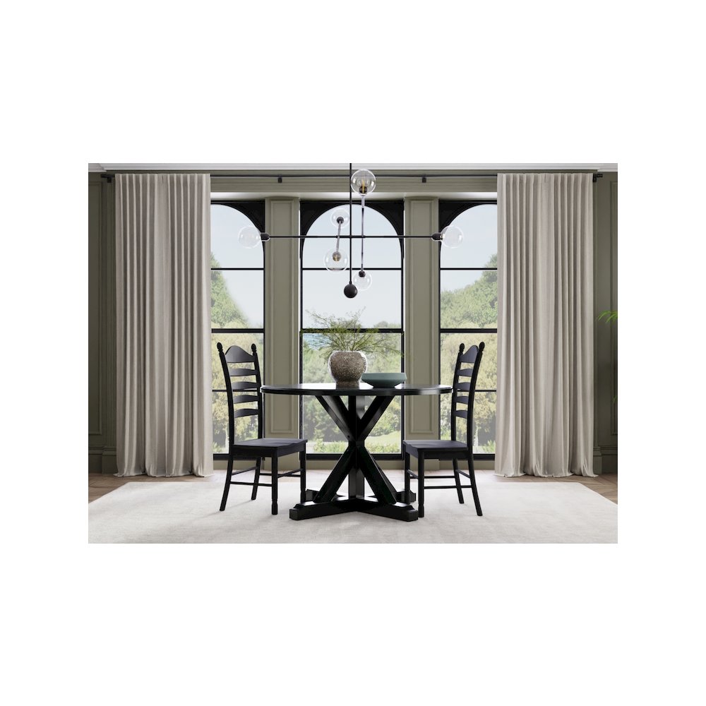 Monet X Base Dining Table with 2 Whitman Dining Chairs - Antique Black. Picture 3