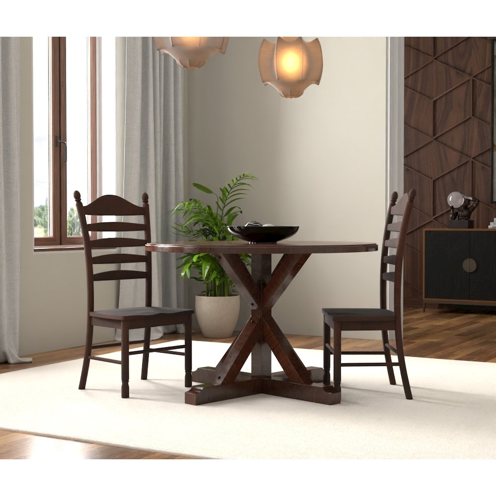 Monet X Base Dining Table with 2 Whitman Dining Chairs - Espresso. Picture 4