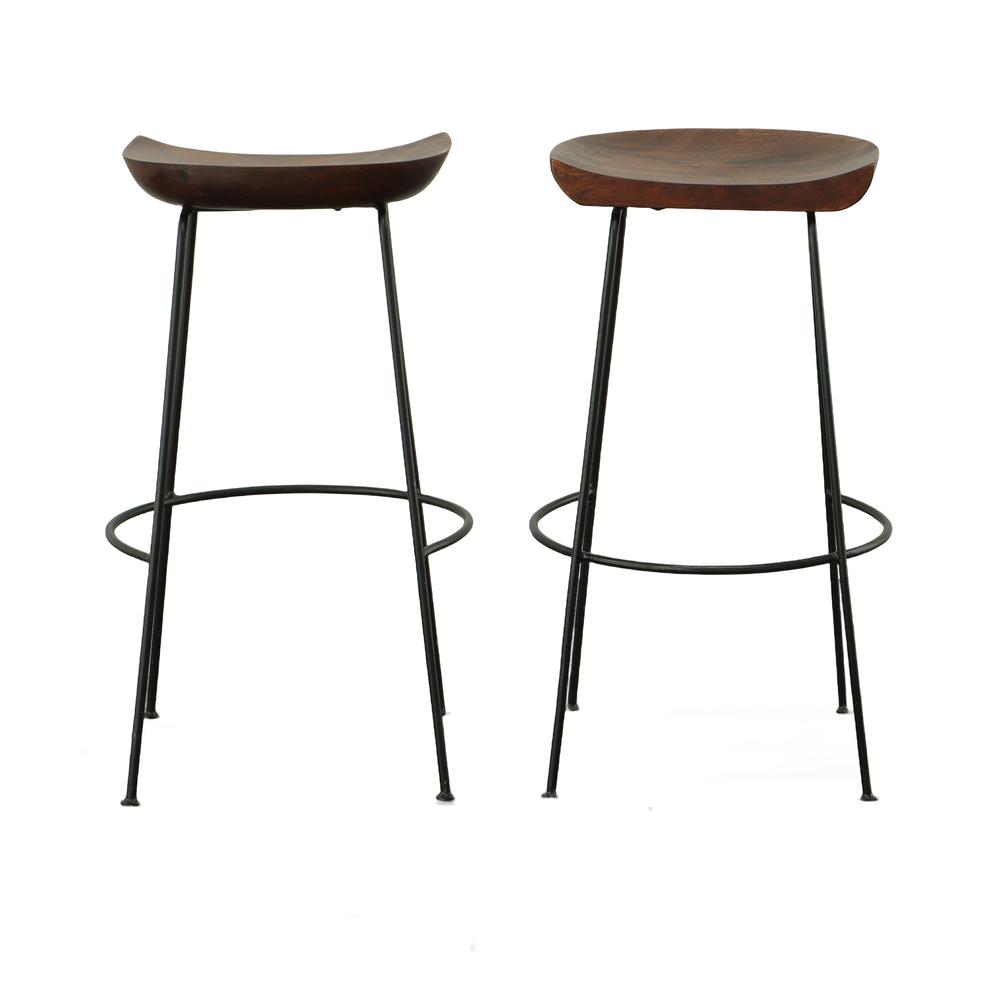 Diya 30.5" Barstool - Set of 2 - Chestnut Seat - Black Base. Picture 2