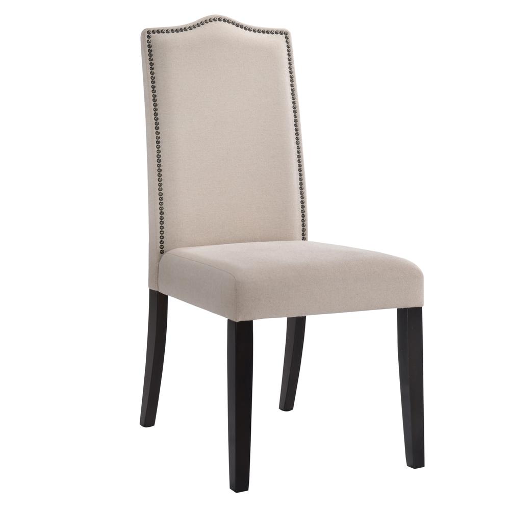 Romero Parson Chair - Espresso - Linen Upholstery. Picture 1