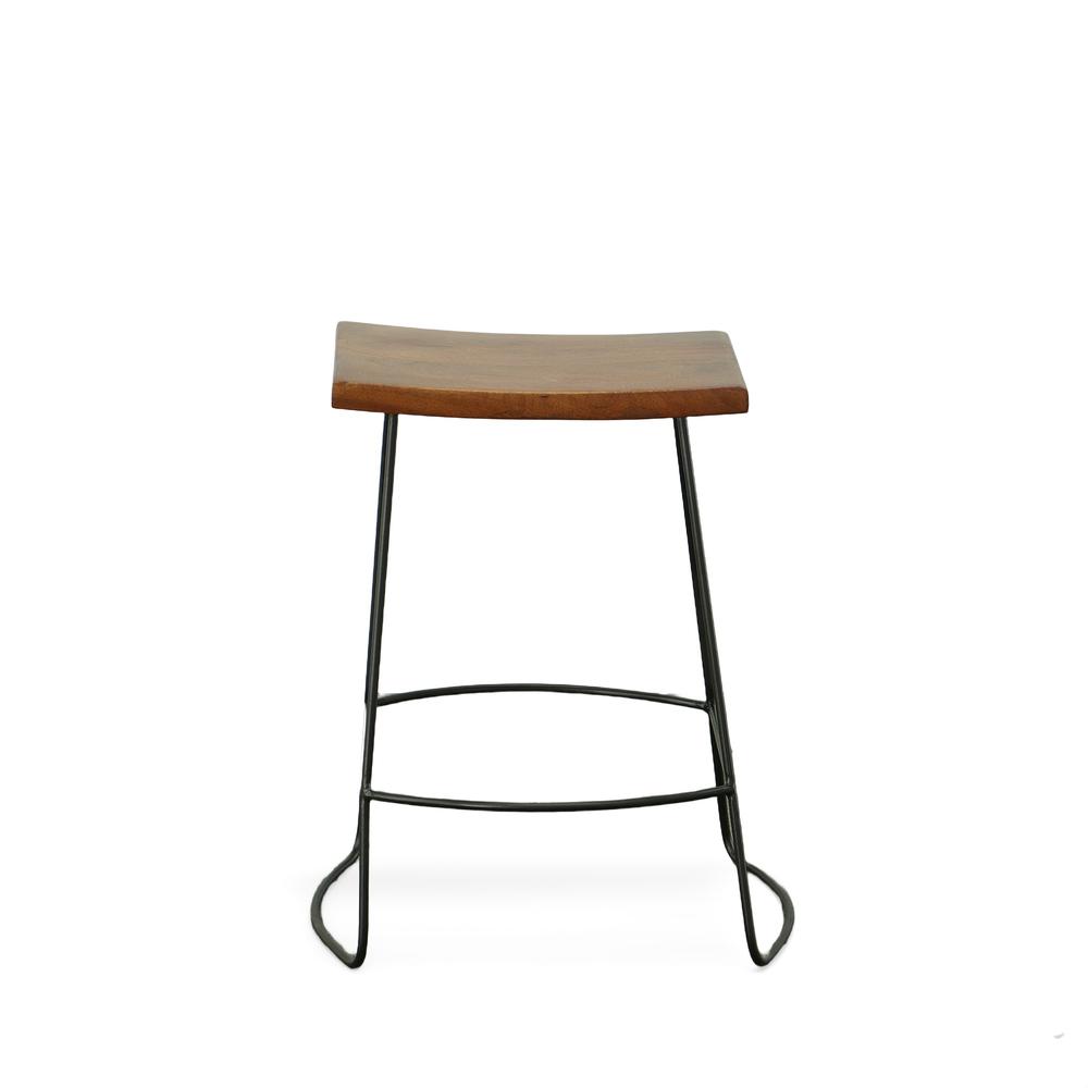 Reece 25" Saddle Seat Counter Stool - Set of 2 - Chestnut/Black. Picture 3