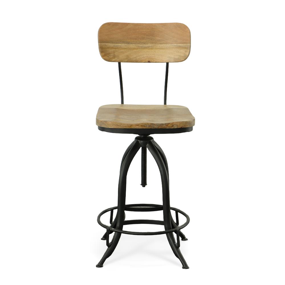Mason Adjustable Barstool - Natural Seat - Black Base. Picture 2