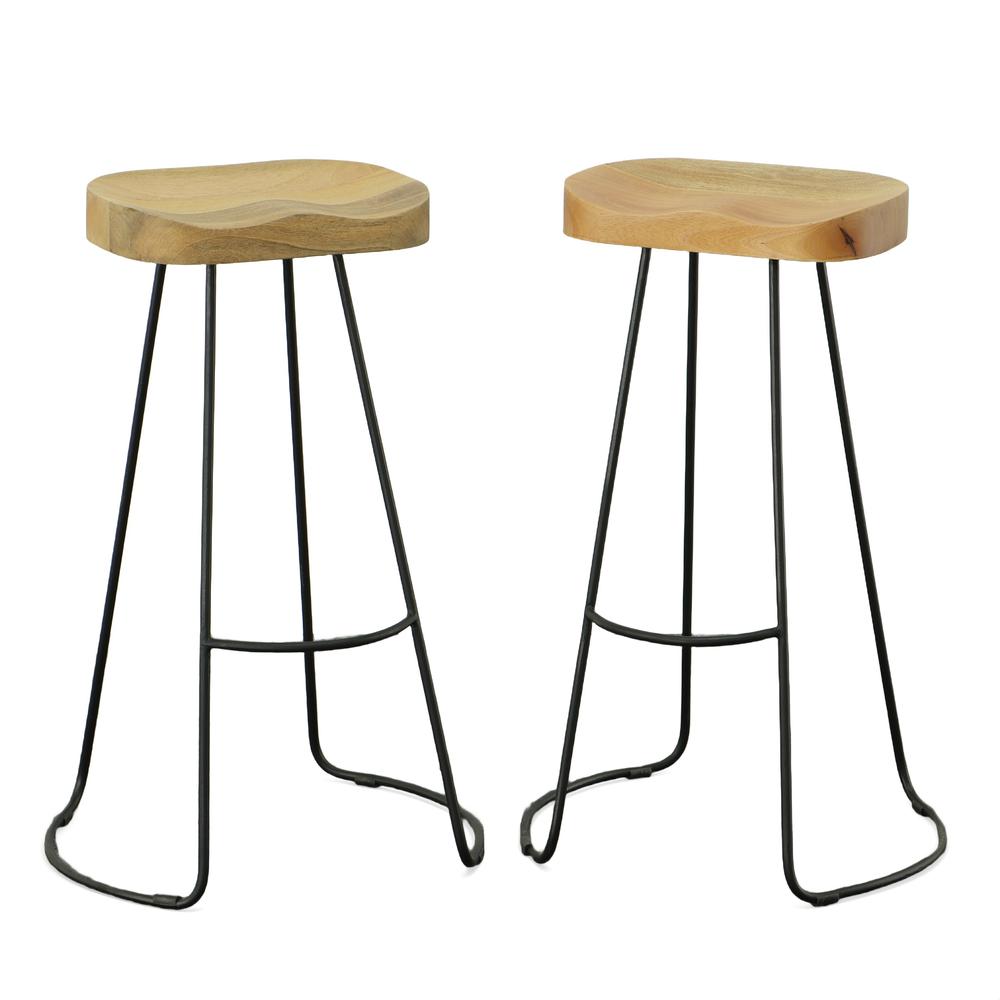 Saga 31" Barstool - Set of 2 - Natural Seat - Black Base. Picture 6