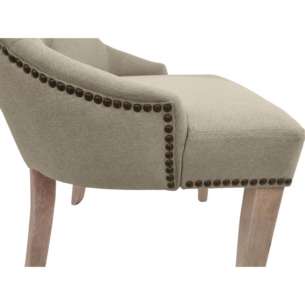 Tufted Back Upholstered Chair - Set of 2 - Natural Driftwood - Linen Upholstery. Picture 4