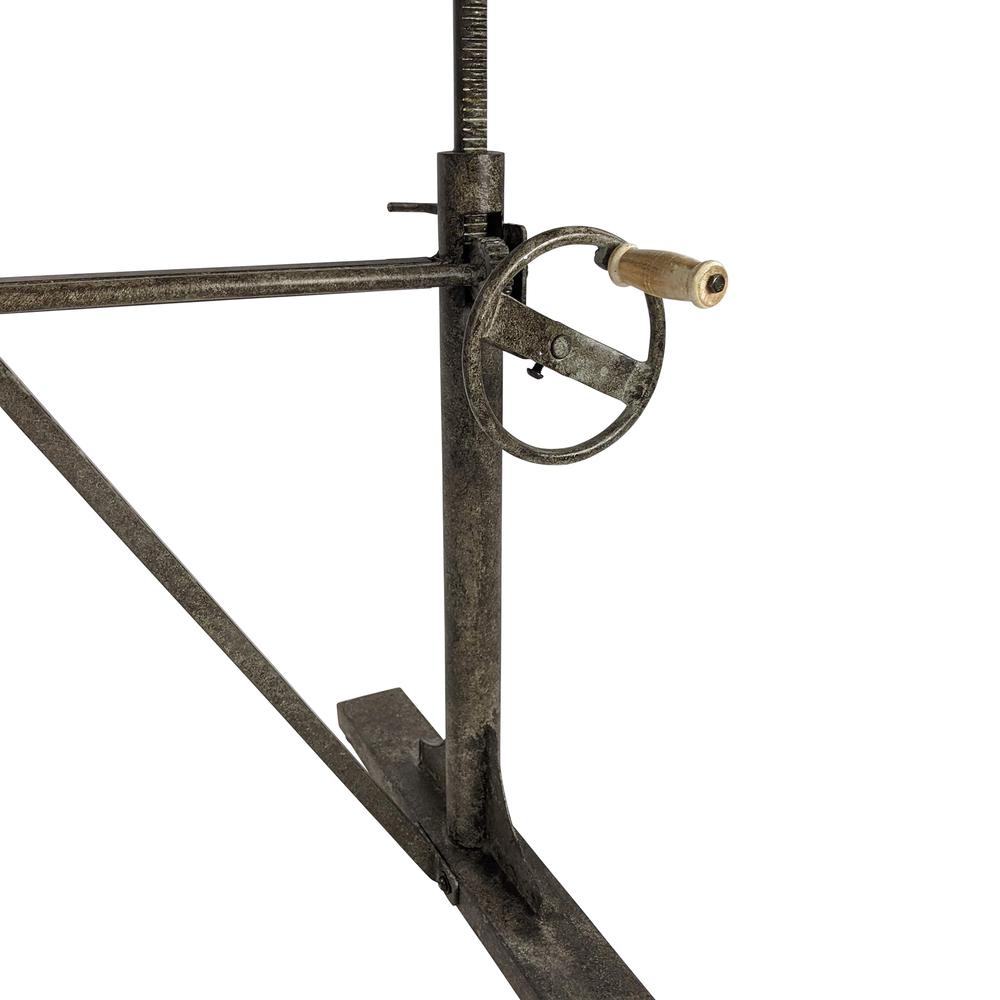 Brio Sit or Standing Adjustable Desk - Natural Driftwood Top - Aged Iron Base. Picture 3