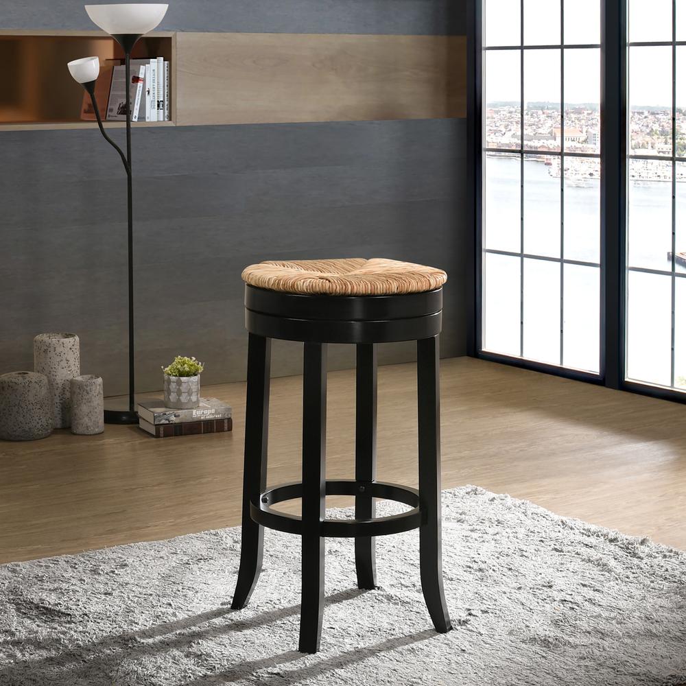 Irving 30" Swivel Rush Seat Barstool - Antique Black. Picture 4