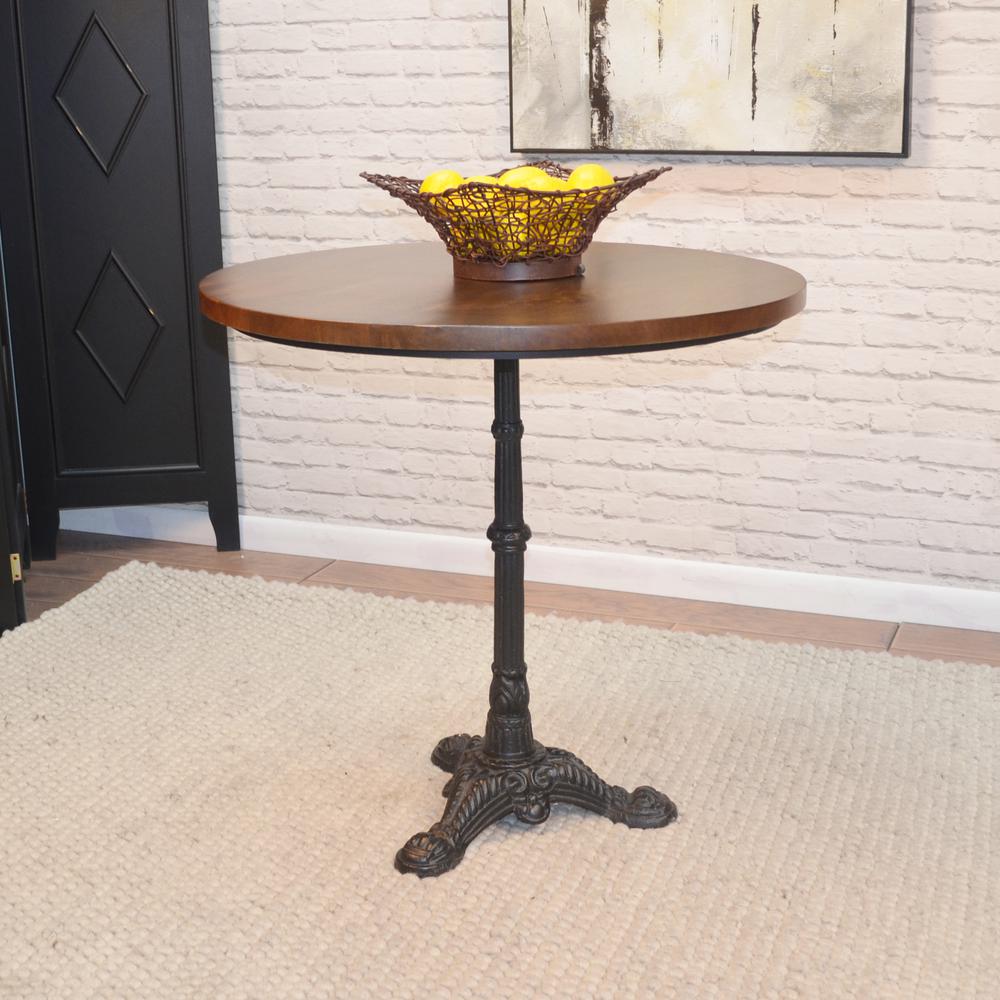 Velio Bistro Table - Chestnut Top - Black Base. Picture 6