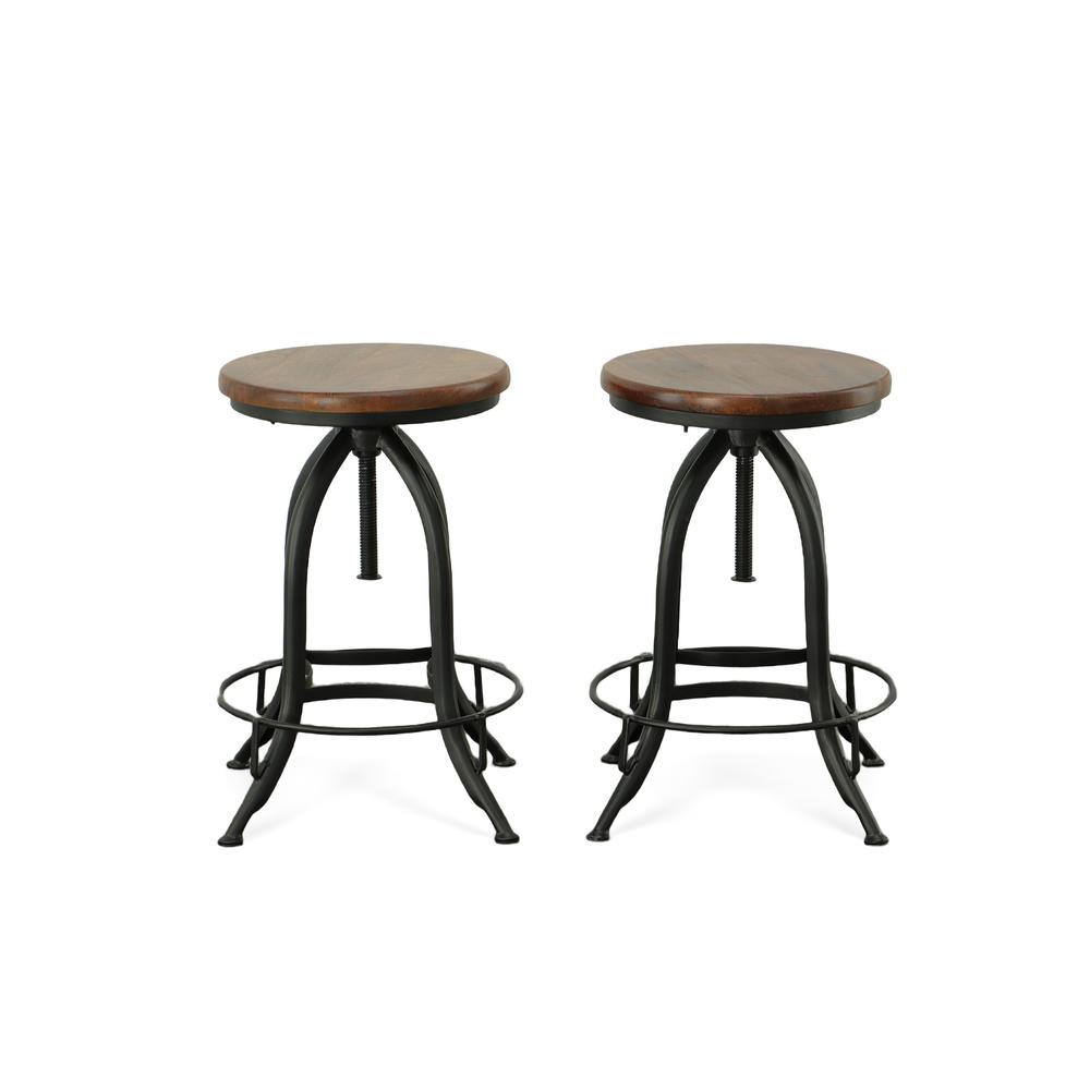 Ryder Adjustable Barstool - Chestnut Seat - Black Base. Picture 4