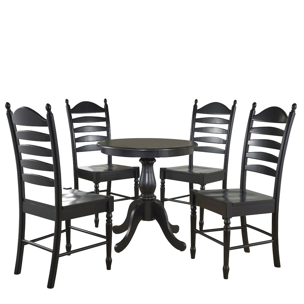 Fairview 36" Pedestal Dining Table with 4 Whitman Dining Chairs - Antique Black. Picture 1