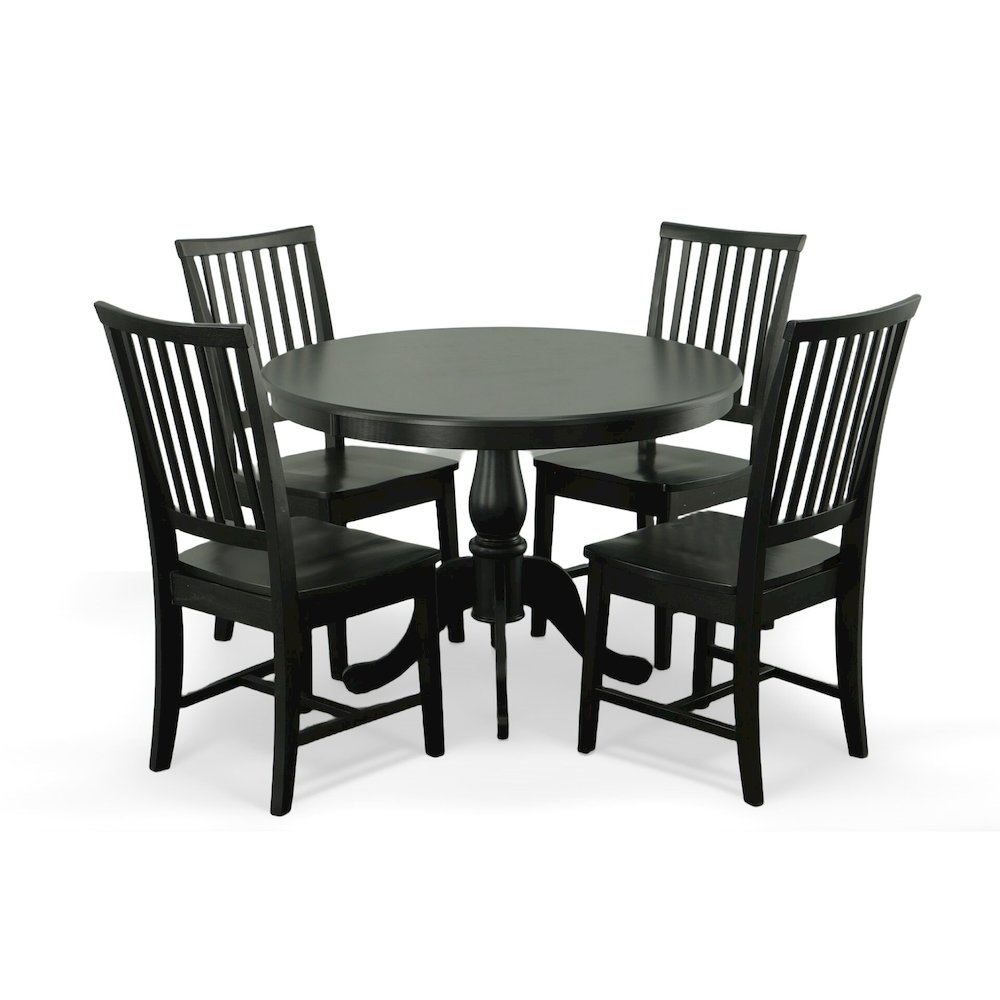Fairview 42" Pedestal Dining Table with 4 Hudson Dining Chairs - Antique Black. Picture 4