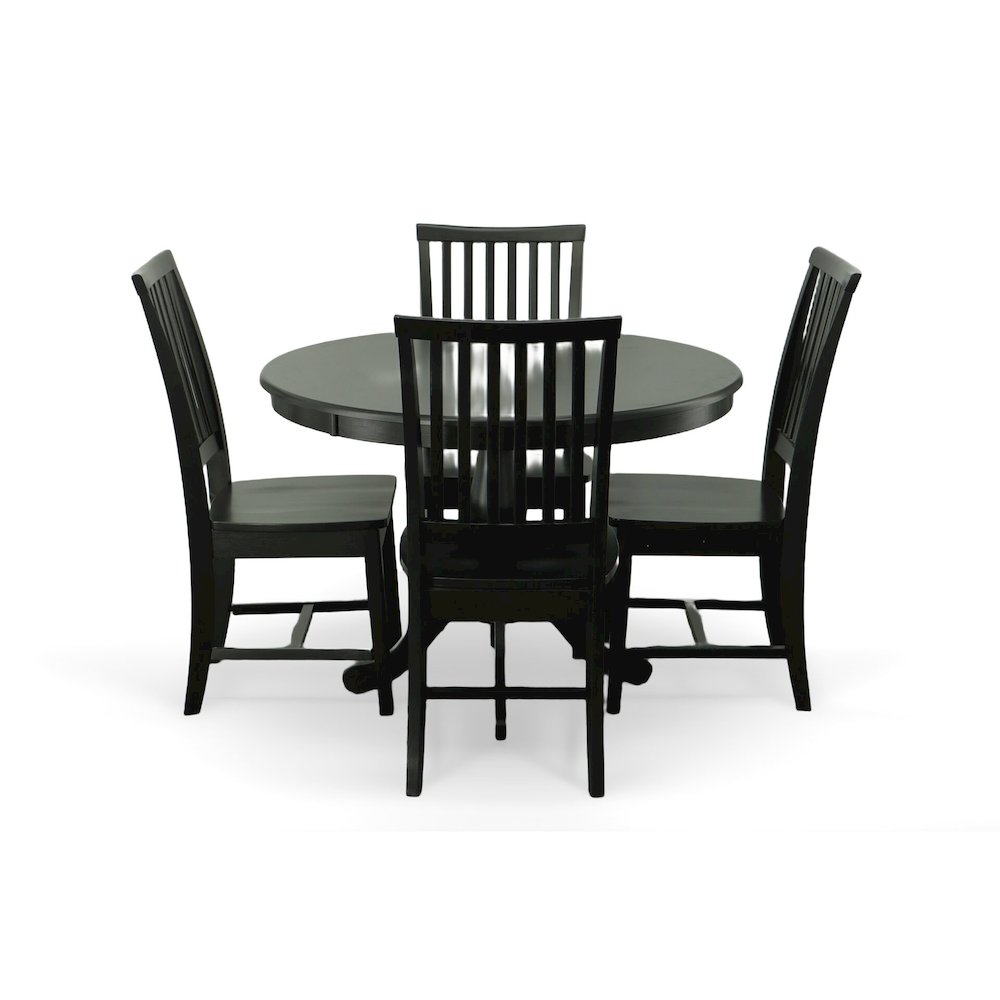 Fairview 42" Pedestal Dining Table with 4 Hudson Dining Chairs - Antique Black. Picture 1