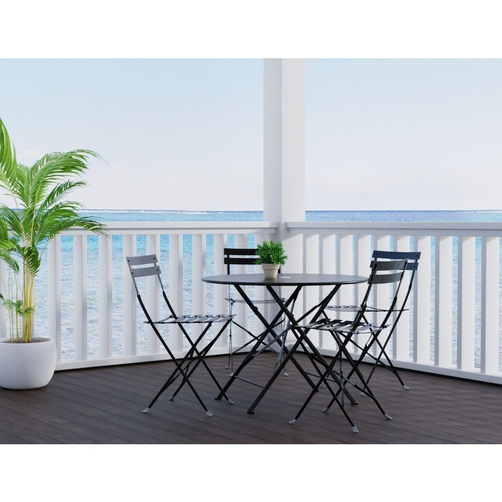 Bistro 36" Round Table Outdoor Set - Set of 5 - Black. Picture 2