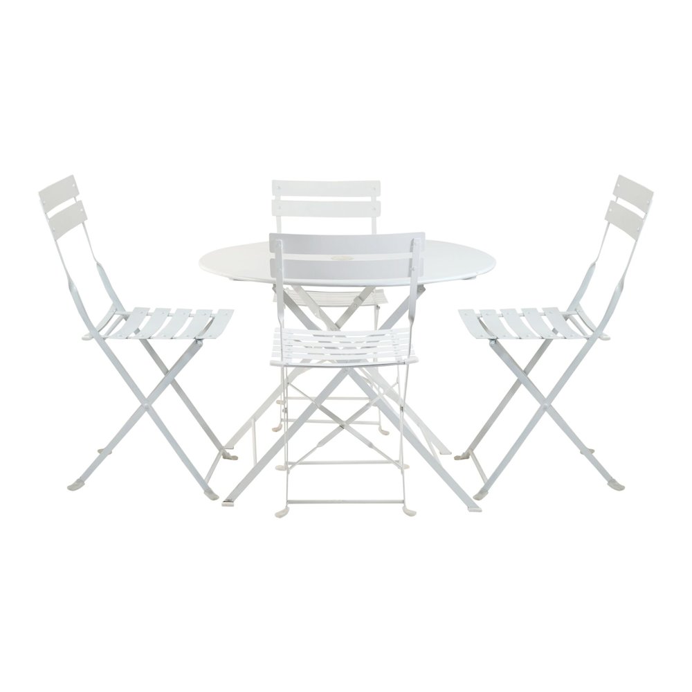 Bistro 36" Round Table Outdoor Set - Set of 5 - White. Picture 1