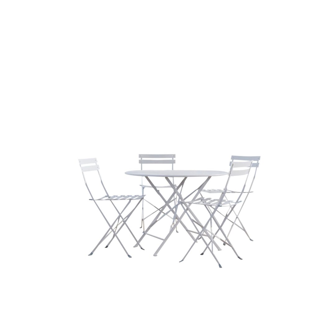 Bistro 36" Round Folding Outdoor Table - Umbrella Hole - White. Picture 7