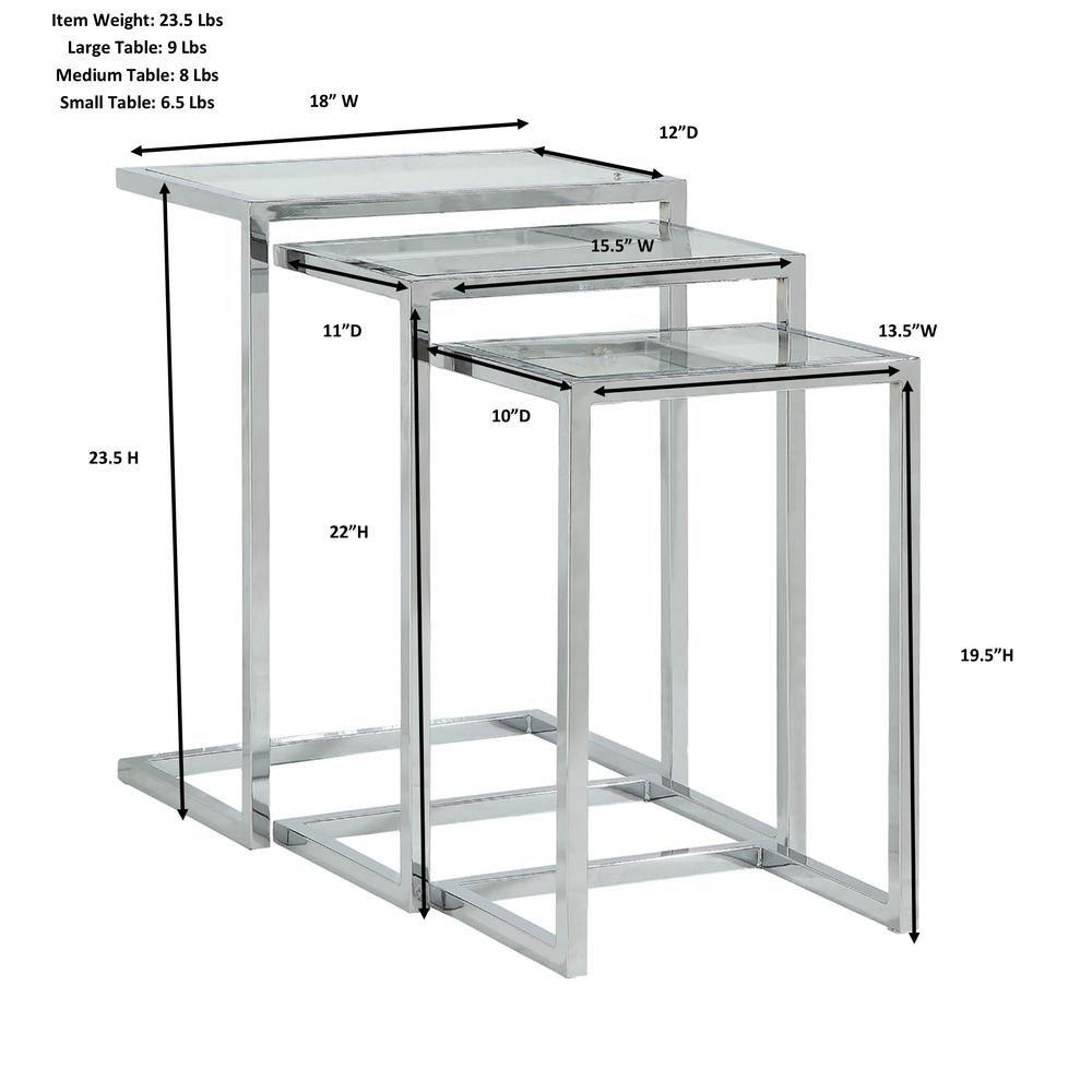 Addison Nesting Table Set - Glass Top - Chrome Base. Picture 7