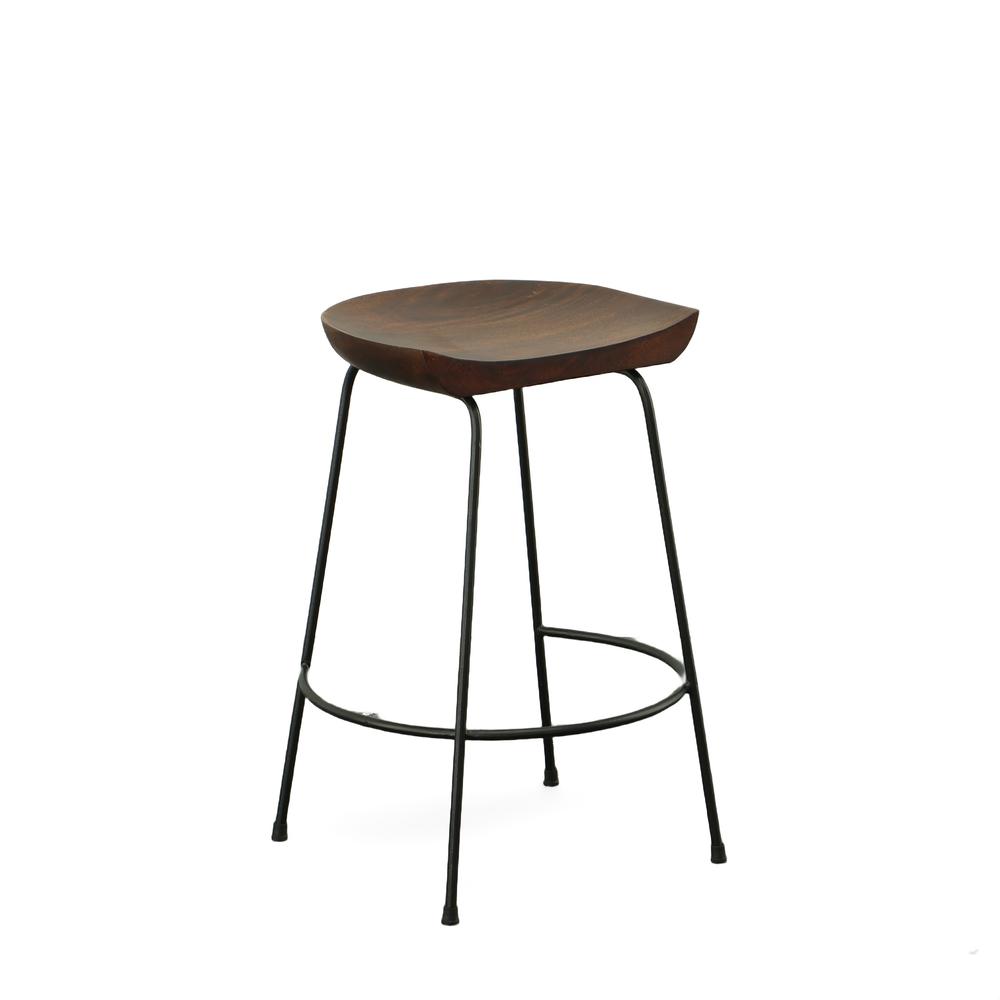 Diya 24.5" Counter Stool - Set of 2 - Chestnut Seat - Black Base. Picture 3