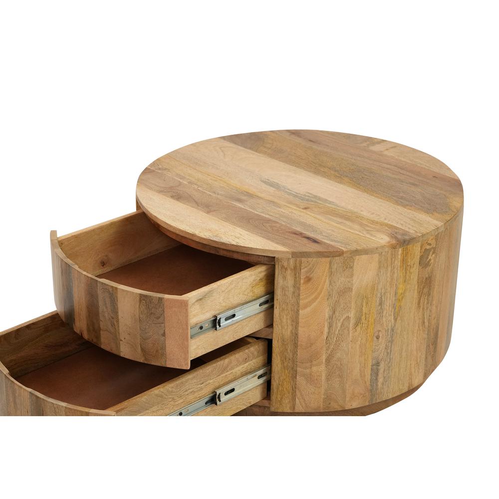 Christa 2-Drawer 30" Round Coffee Table - Natural. Picture 4