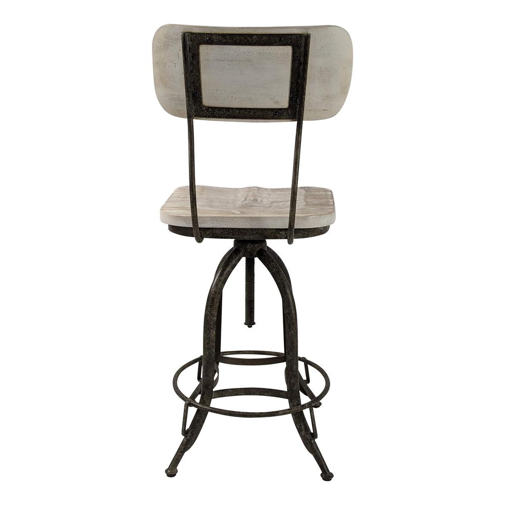 Mason Adjustable Barstool - Natural Driftwood Seat - Aged Iron Base. Picture 4