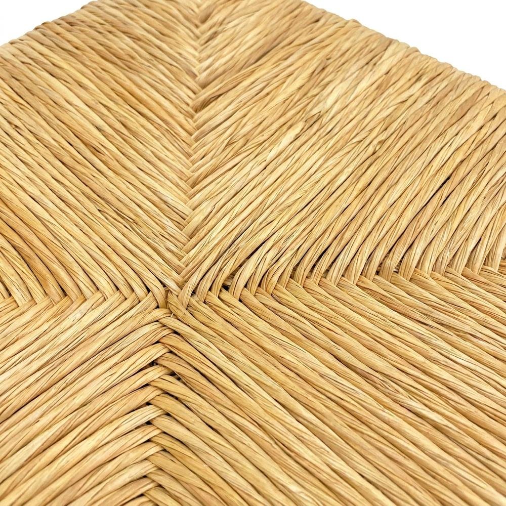 Rubberwood Rush-Seat Dining Chair with Ladder Back, Natural Driftwood, Natural. Picture 6