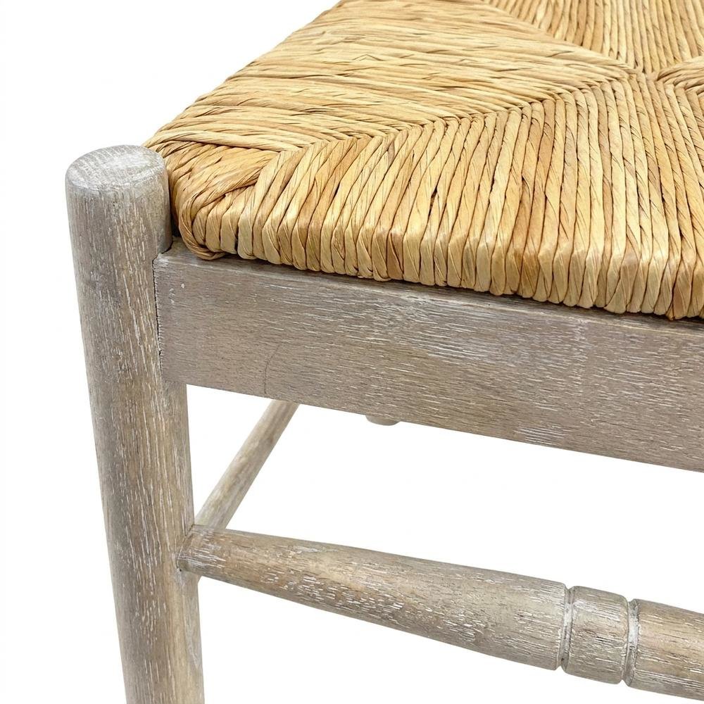 Rubberwood Rush-Seat Dining Chair with Ladder Back, Natural Driftwood, Natural. Picture 7