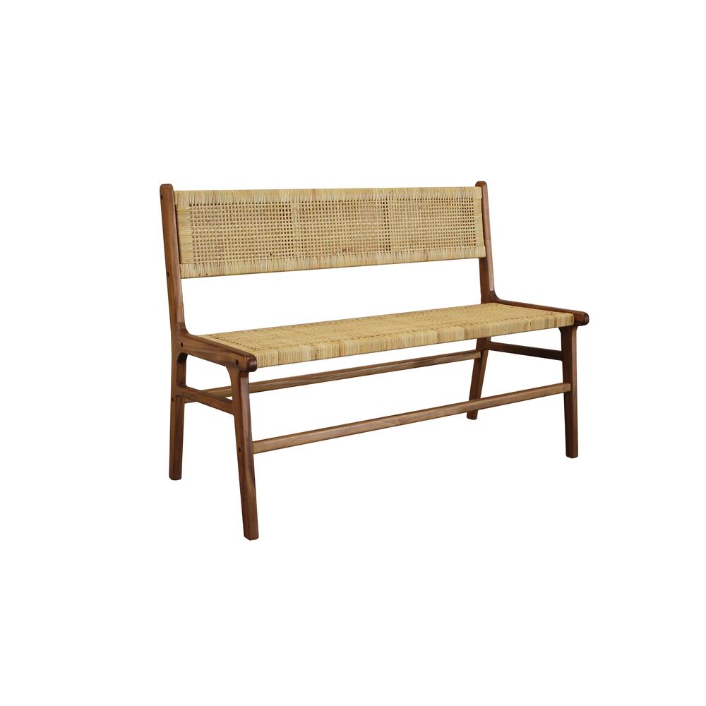 Leana Rattan Bench - Caramel. Picture 1