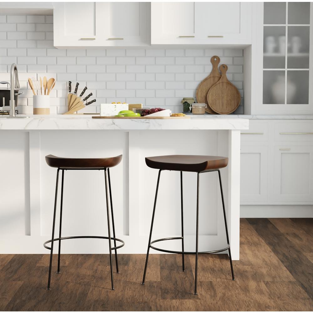 Diya 30.5" Barstool - Set of 2 - Chestnut Seat - Black Base. Picture 4