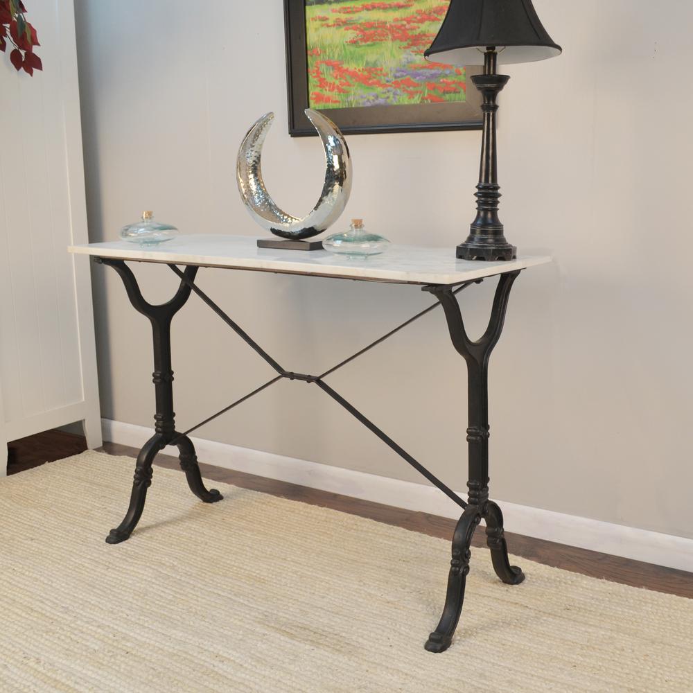 Vera Marble Top Console Table - White/Black. Picture 4