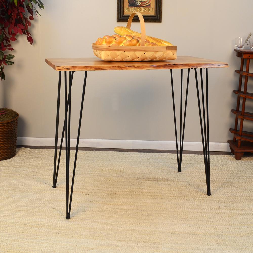 Seti Live Edge Bar Table - Natural Top - Black Base. Picture 3