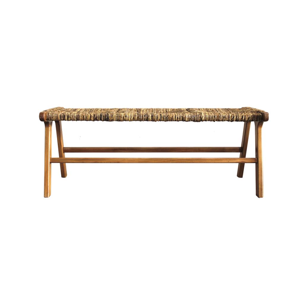 Karson 48" Banana Weave Bench - Caramel - Natural. Picture 2
