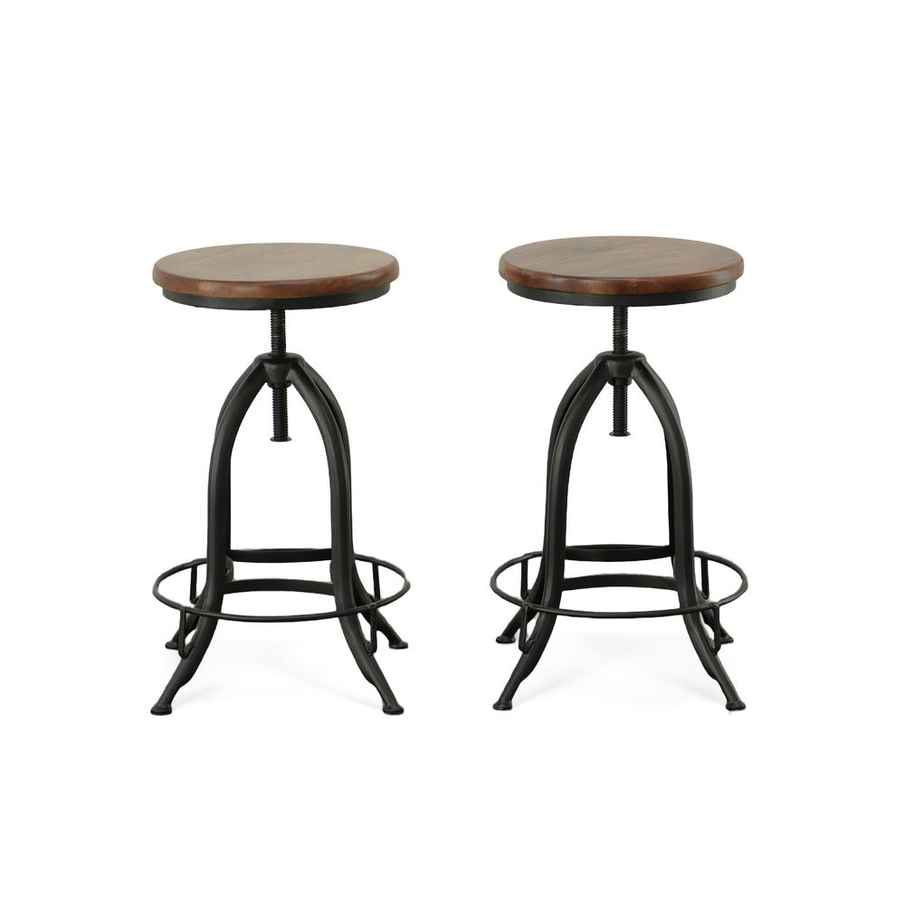 Ryder Adjustable Barstool - Chestnut Seat - Black Base. Picture 3