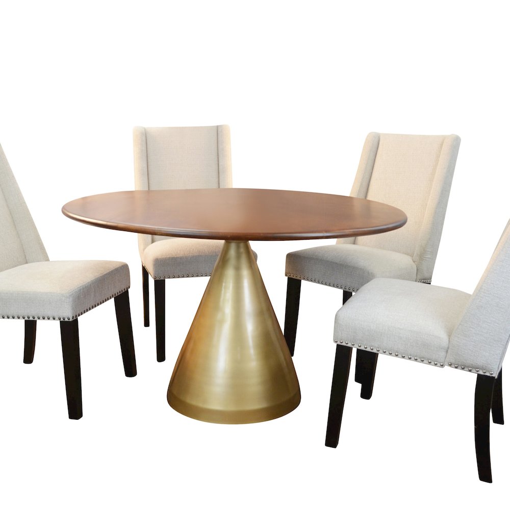 Gio 48" Pedestal Dining Table and 4 Laurant Upholstered Dining Chairs. Picture 2