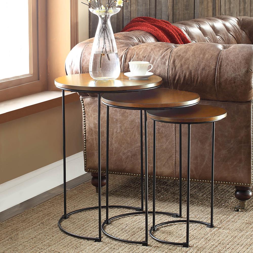 Mackintosh Round Nesting Tables - Chestnut/Black. Picture 6