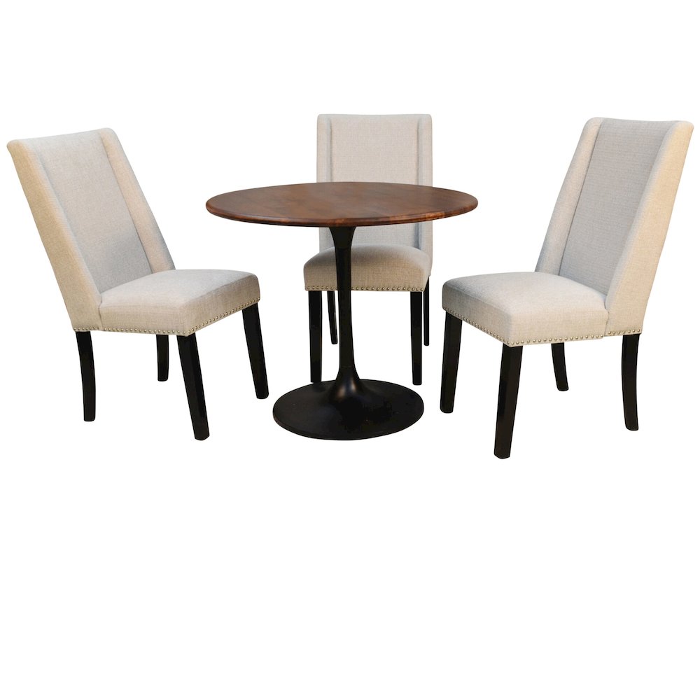 Alden Wood Top 36" Round Dining Table and 4 Laurant Upholstered Dining Chairs. Picture 2