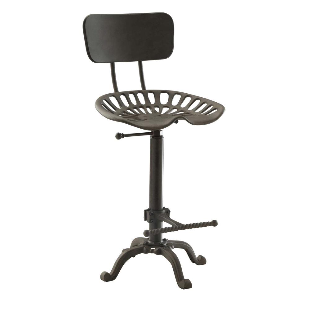 August Tractor Seat Barstool with Back - Industrial. Picture 1