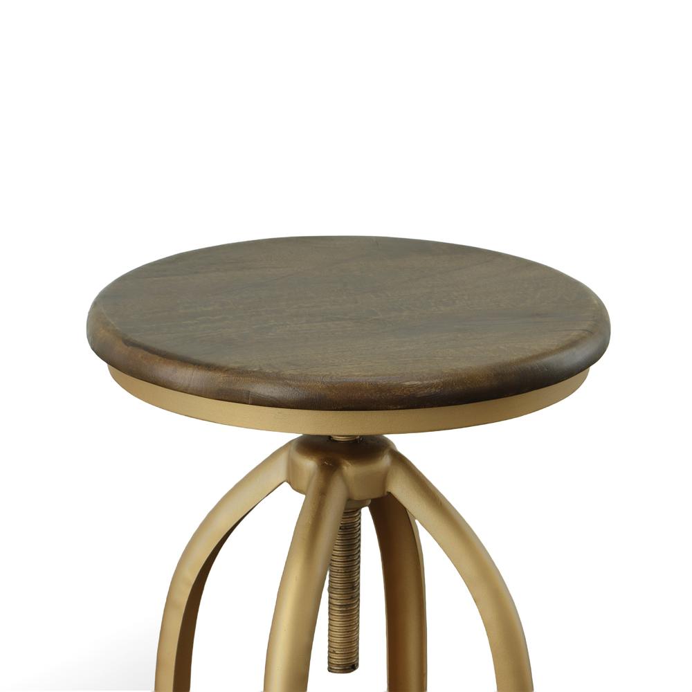 Ryder Adjustable Barstool - Elm Seat - Gold Base. Picture 3