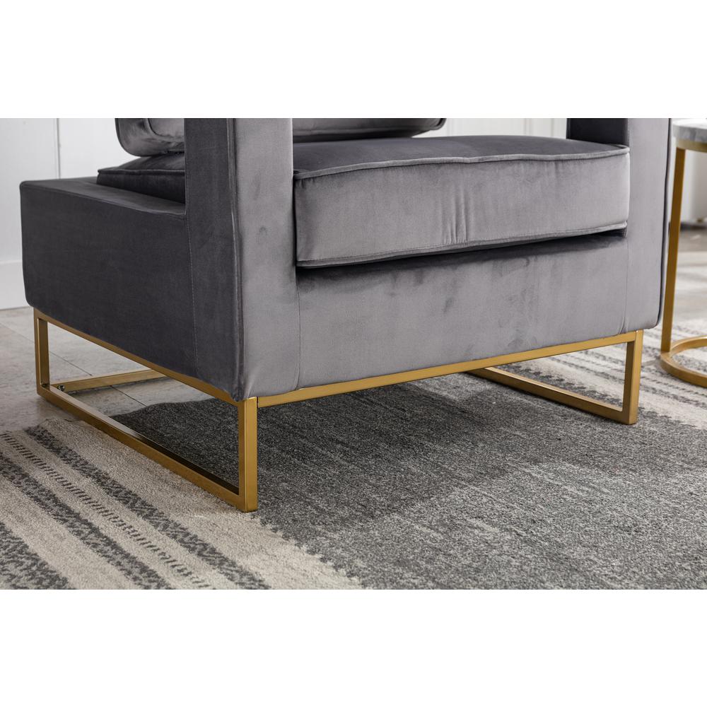 Adadon Velvet Upholstered Armchair - Gray. Picture 12