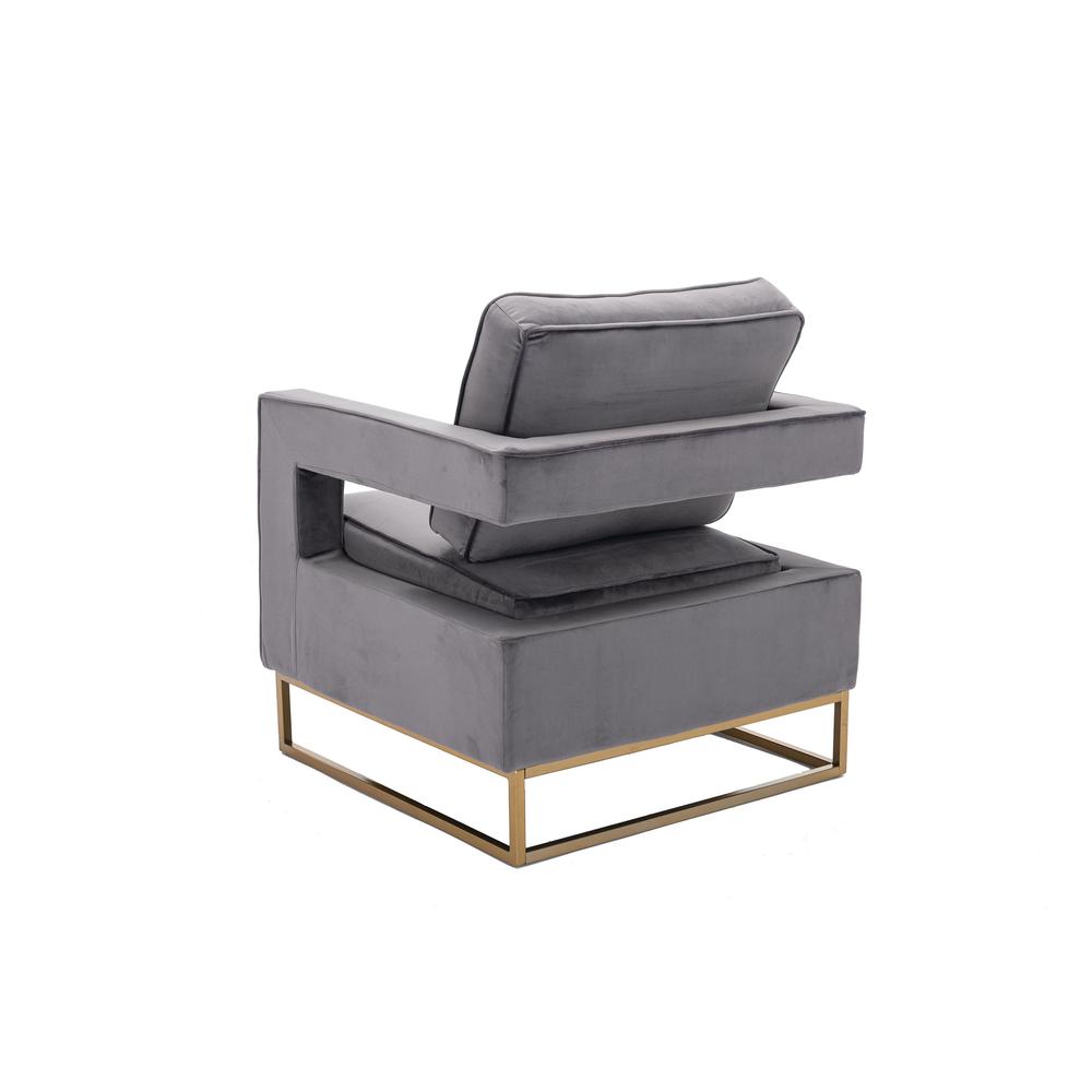 Adadon Velvet Upholstered Armchair - Gray. Picture 5